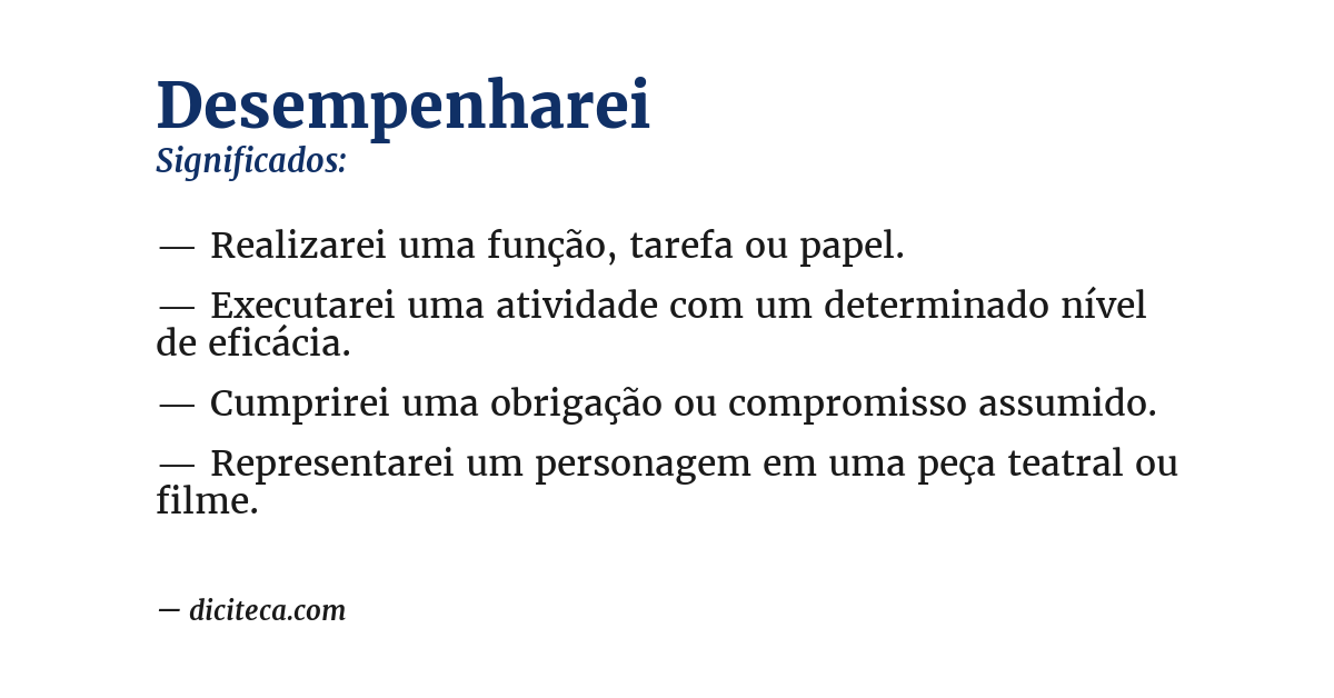 Significado de desempenharei