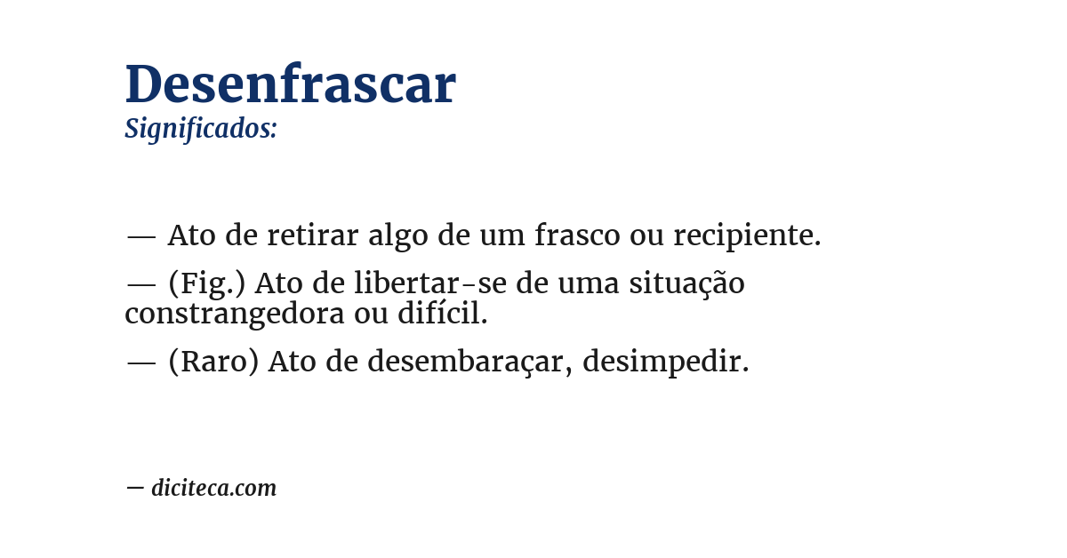 Significado de desenfrascar