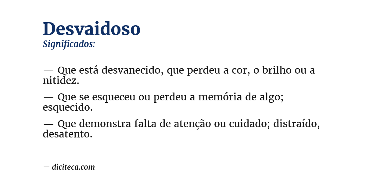 Significado de desvaidoso
