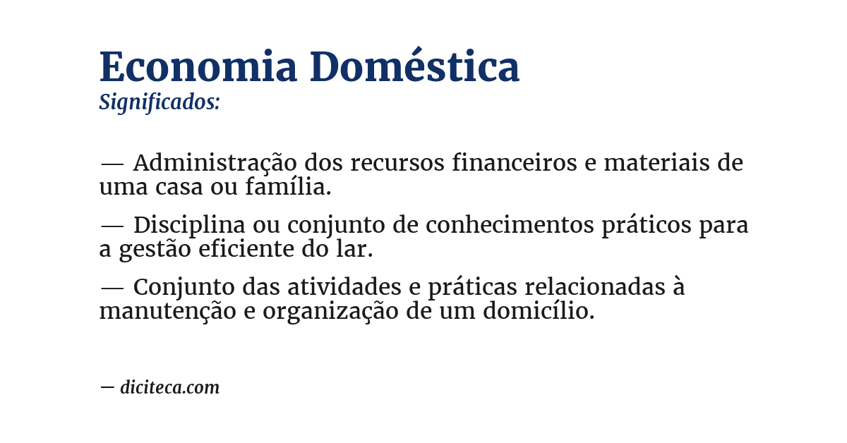 Significado de economia doméstica