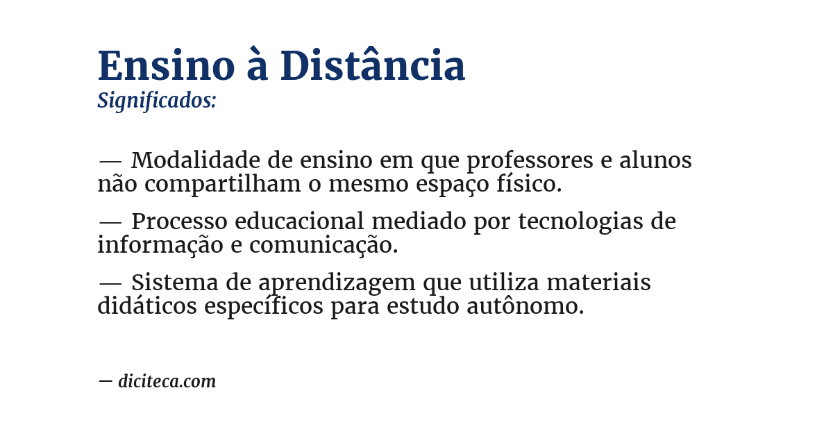 Significado de ensino à distância