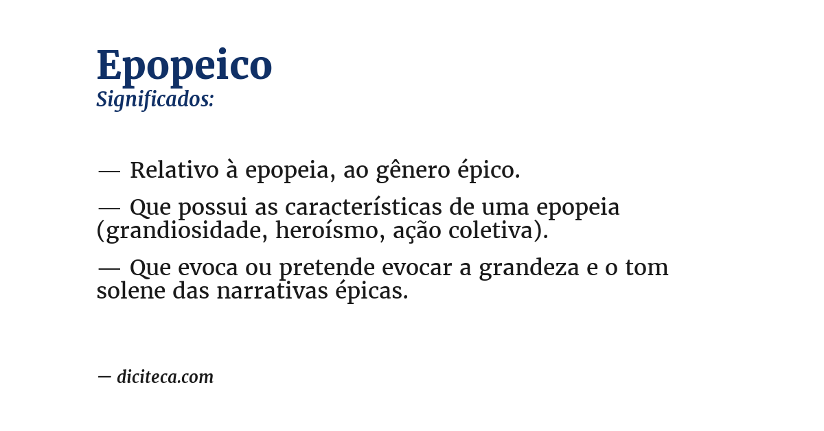 Significado de epopeico