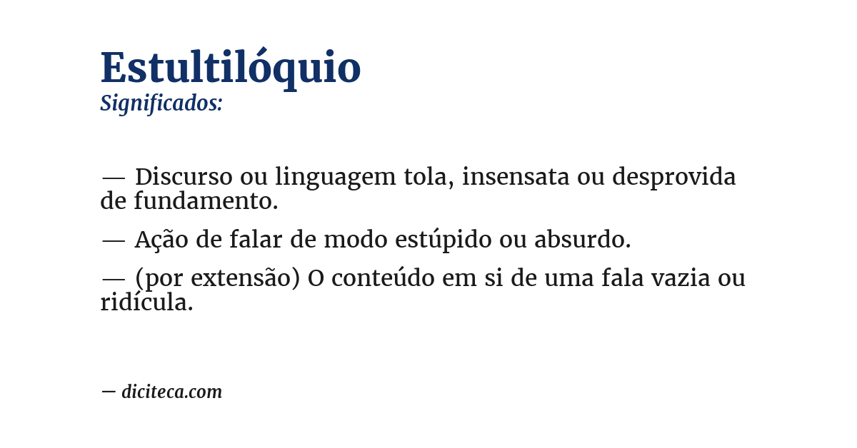 Significado de estultilóquio