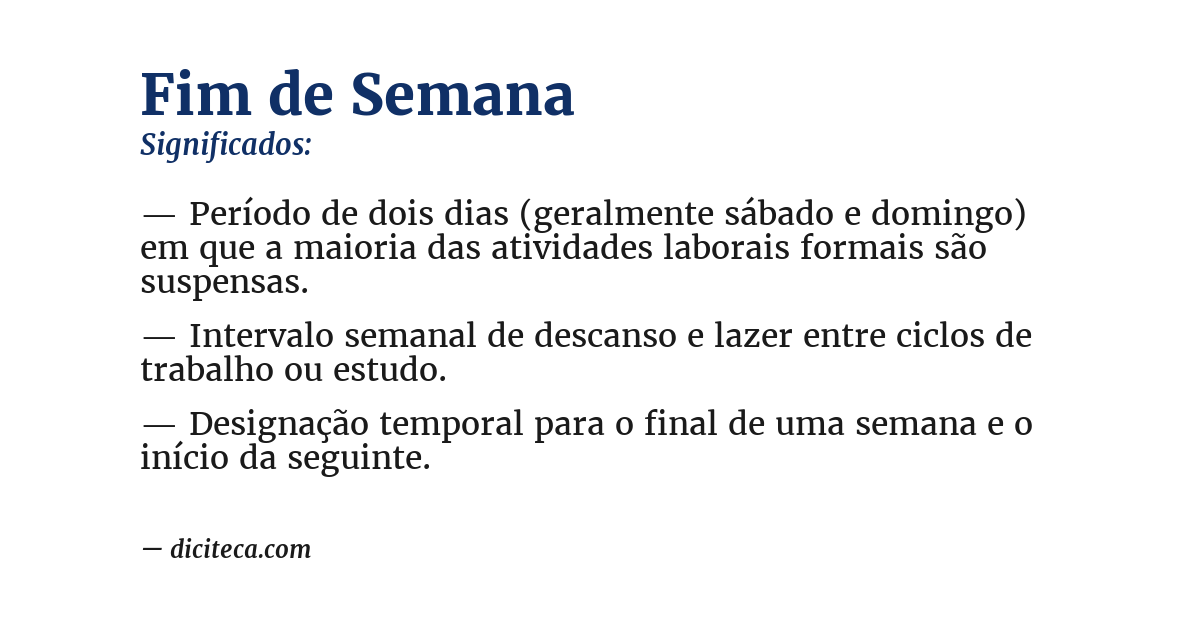 Significado de fim de semana