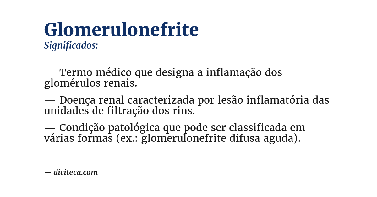 Significado de glomerulonefrite