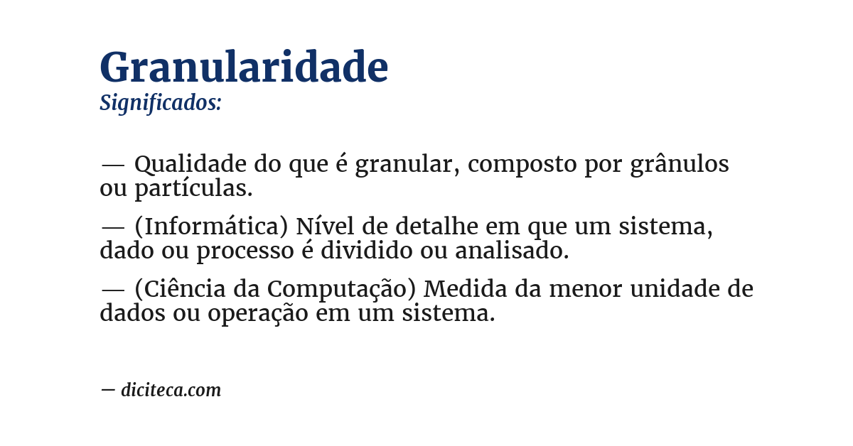 Significado de granularidade