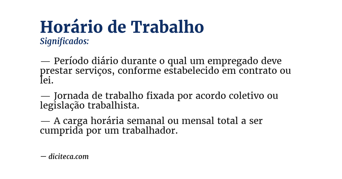 Significado de horário de trabalho