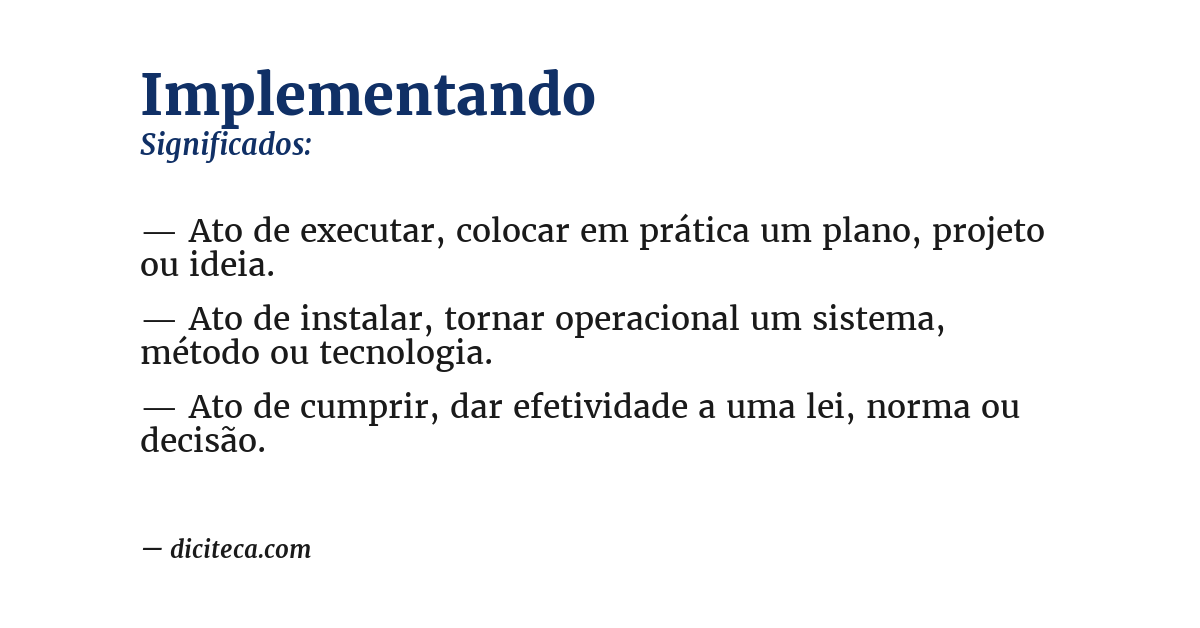 Significado de implementando