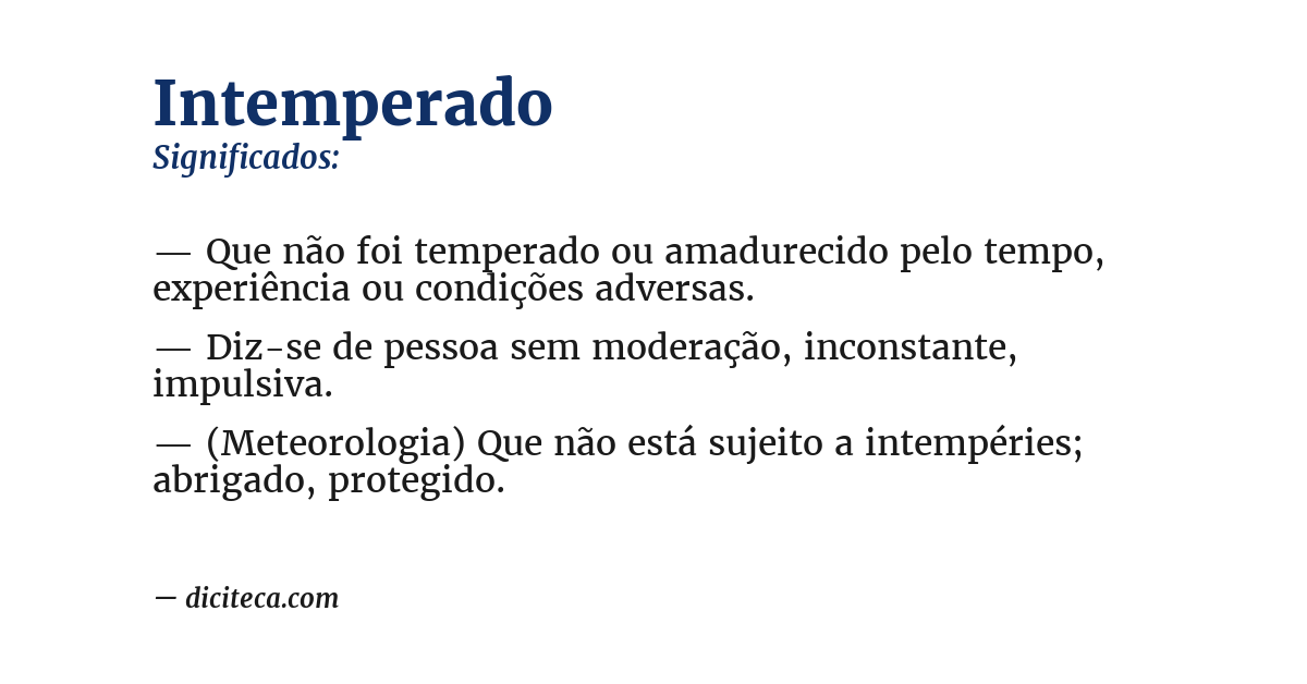 Significado de intemperado