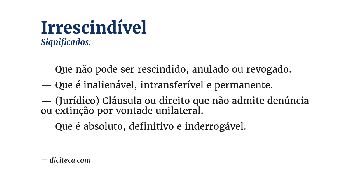 Significado de irrescindível