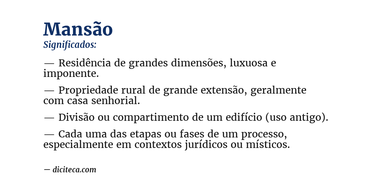 Significado de mansão
