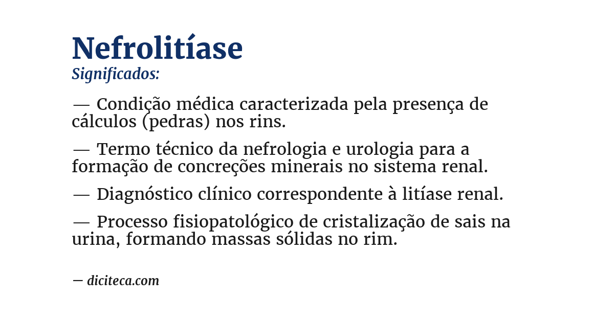 Significado de nefrolitíase