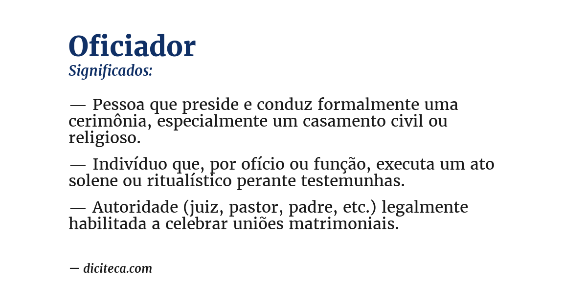 Significado de oficiador