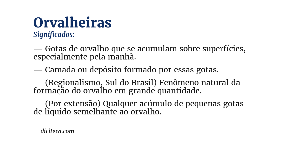 Significado de orvalheiras