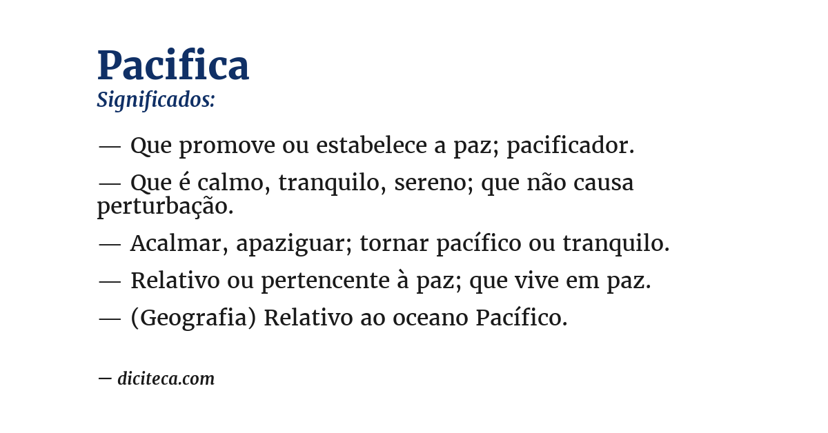 Significado de pacifica