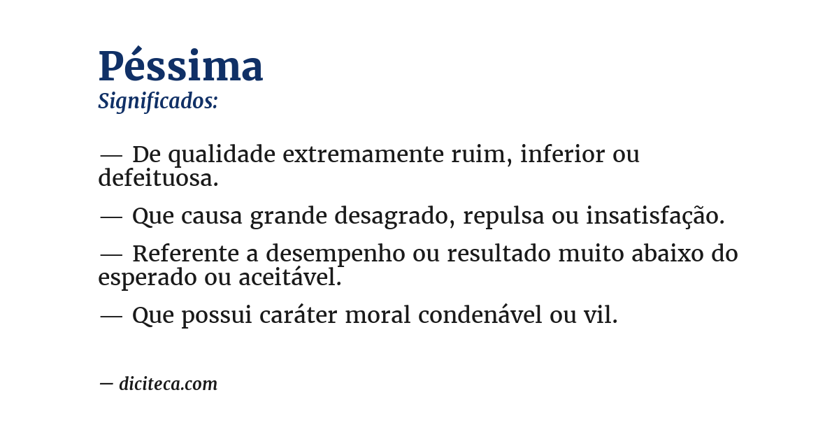 Significado de péssima