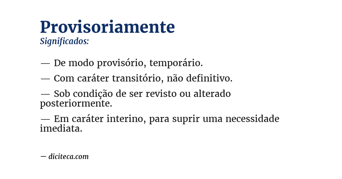 Significado de provisoriamente