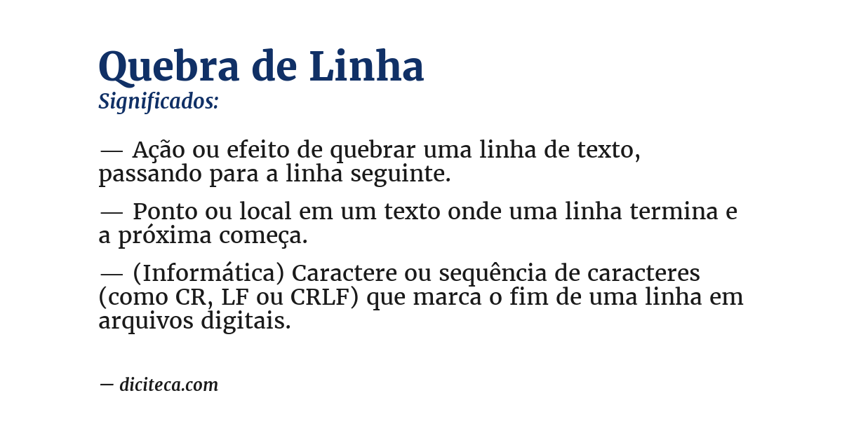 Significado de quebra de linha