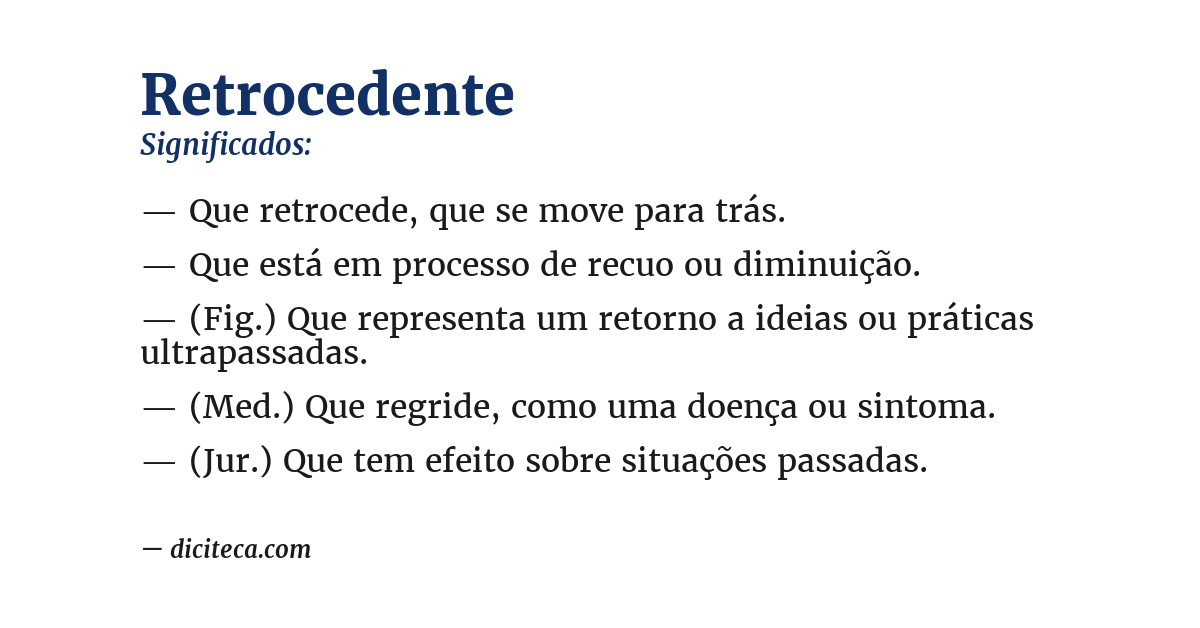 Significado de retrocedente