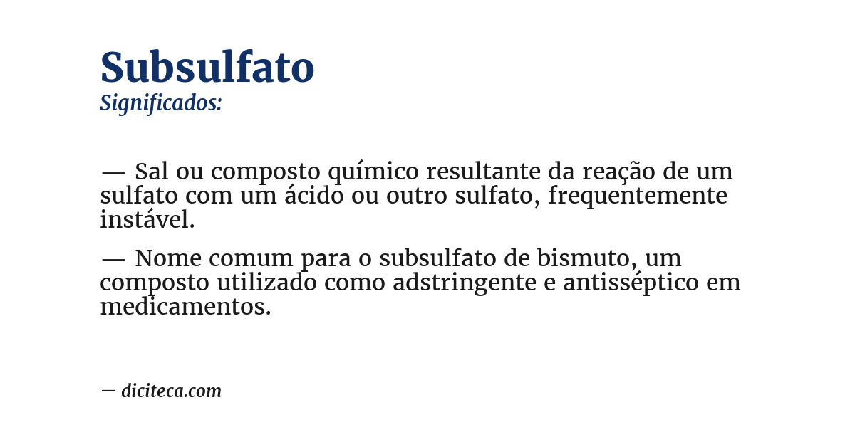 Significado de subsulfato