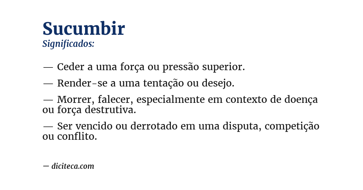 Significado de sucumbir