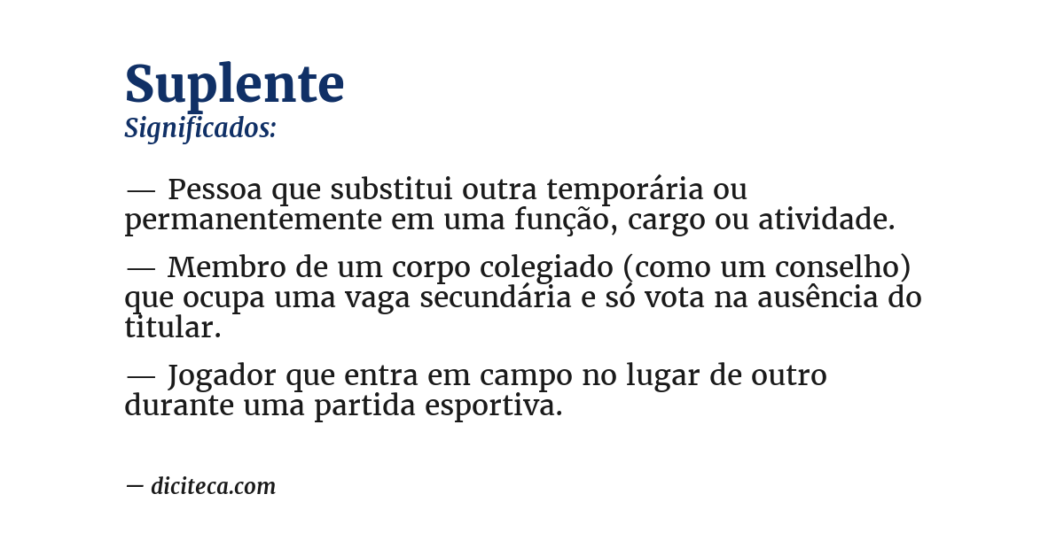 Significado de suplente