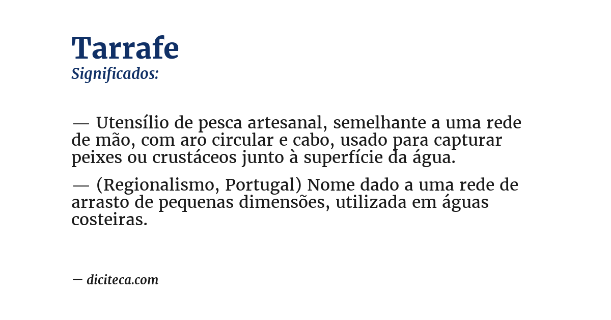 Significado de tarrafe