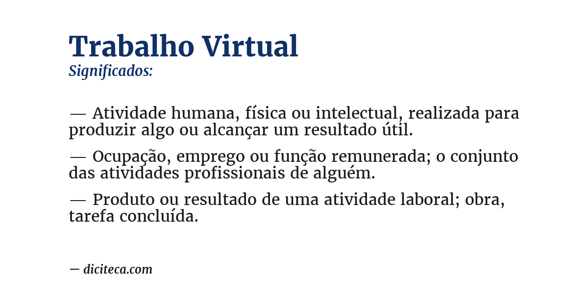 Significado de trabalho virtual