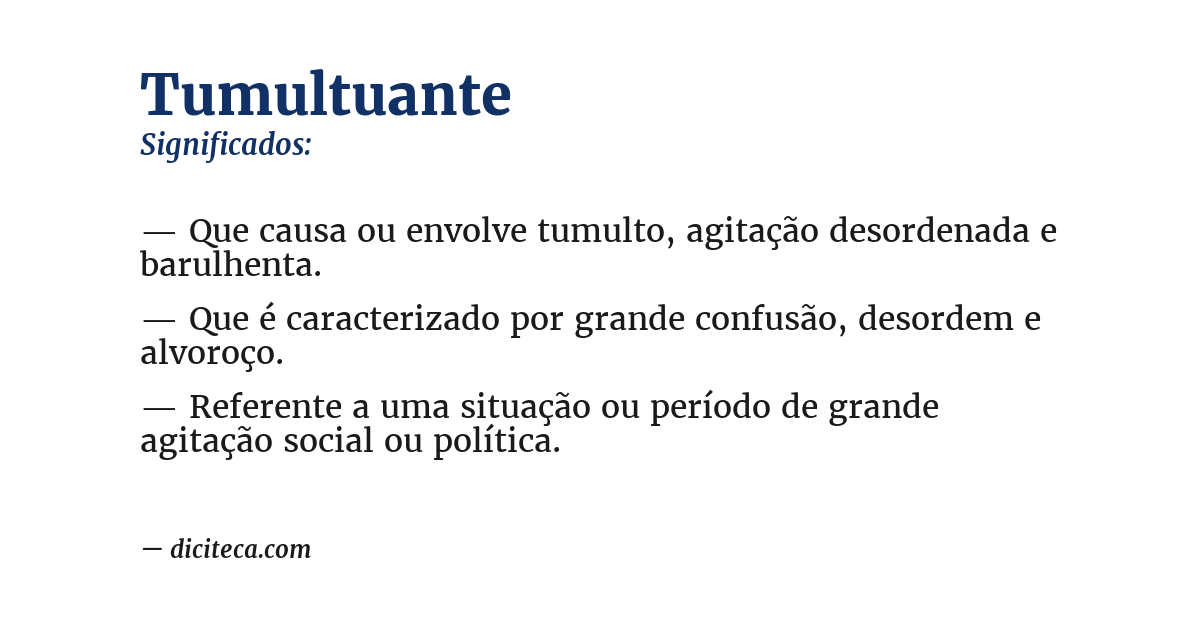Significado de tumultuante