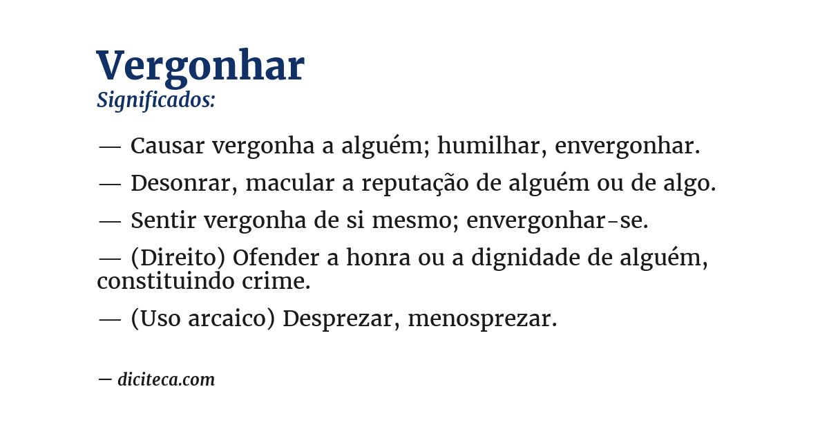 Significado de vergonhar