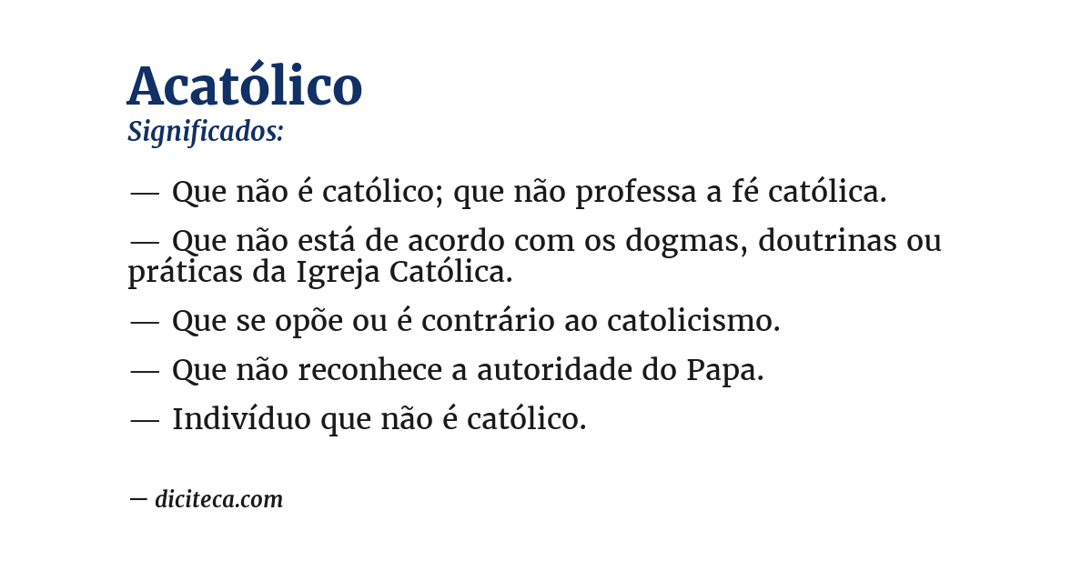 Significado de acatólico