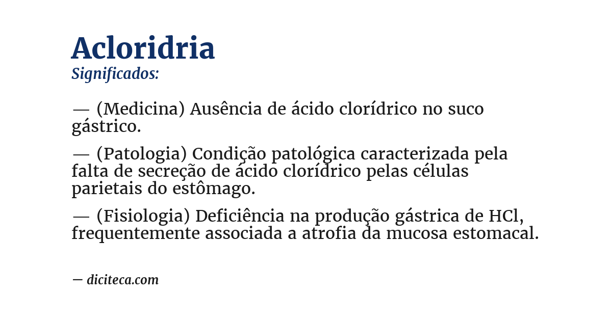 Significado de acloridria