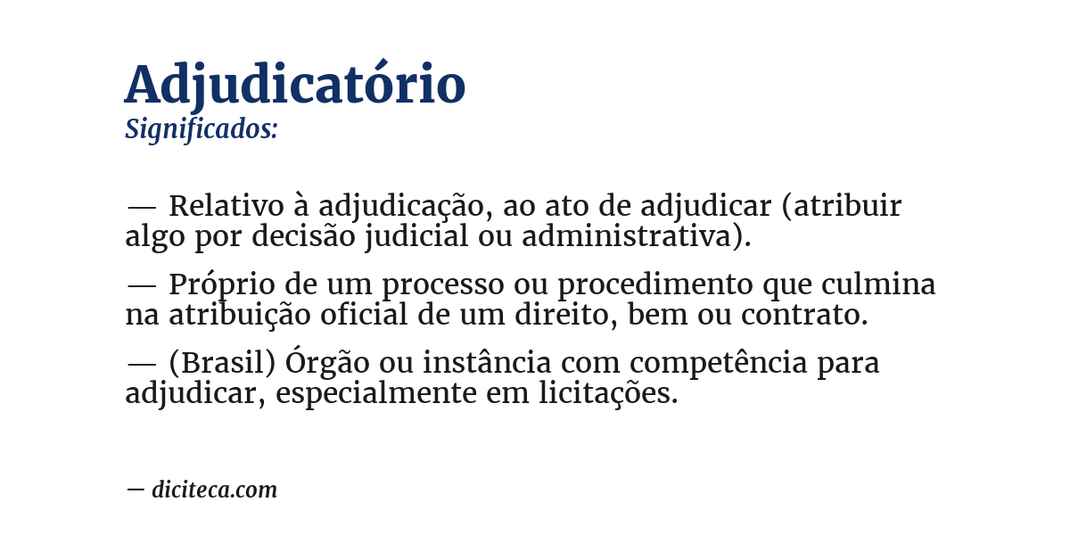 Significado de adjudicatório