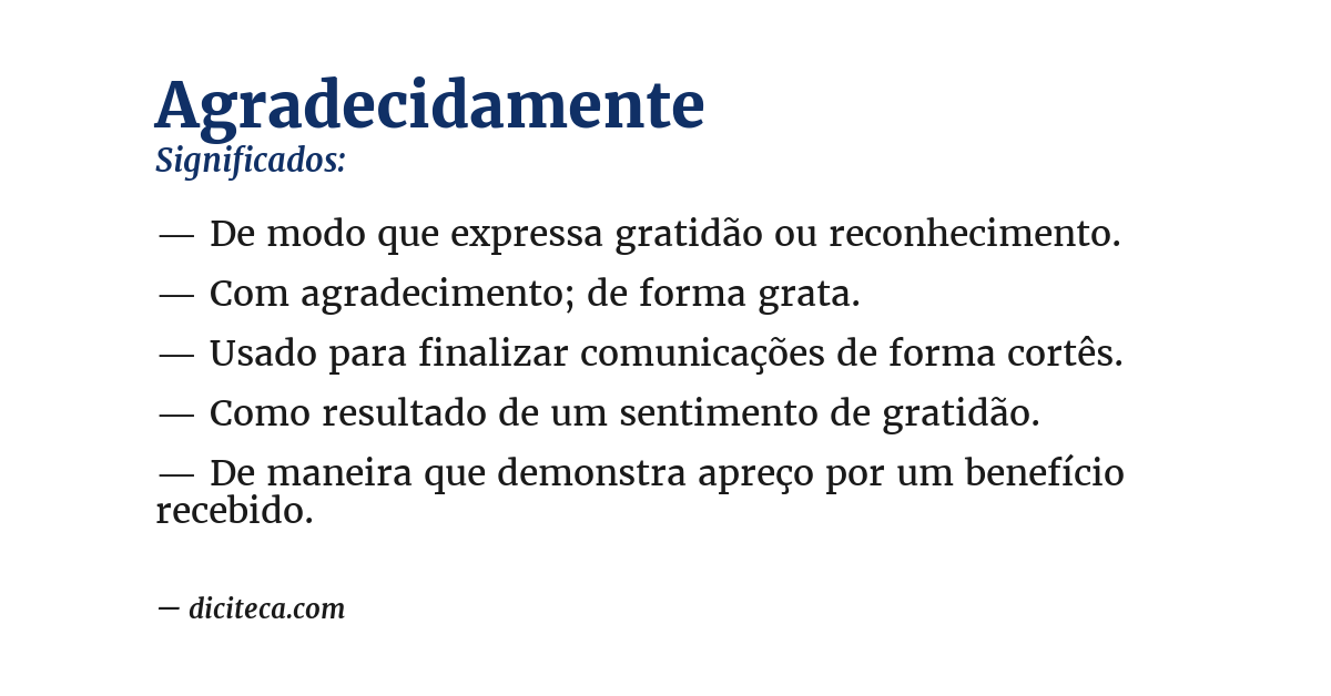 Significado de agradecidamente