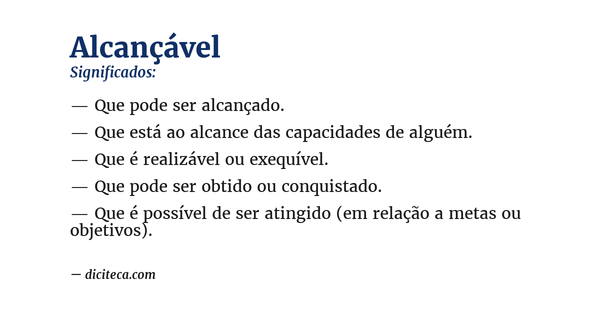 Significado de alcançável