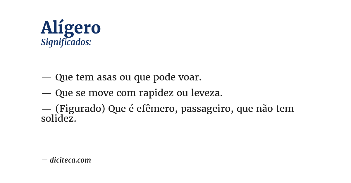 Significado de alígero