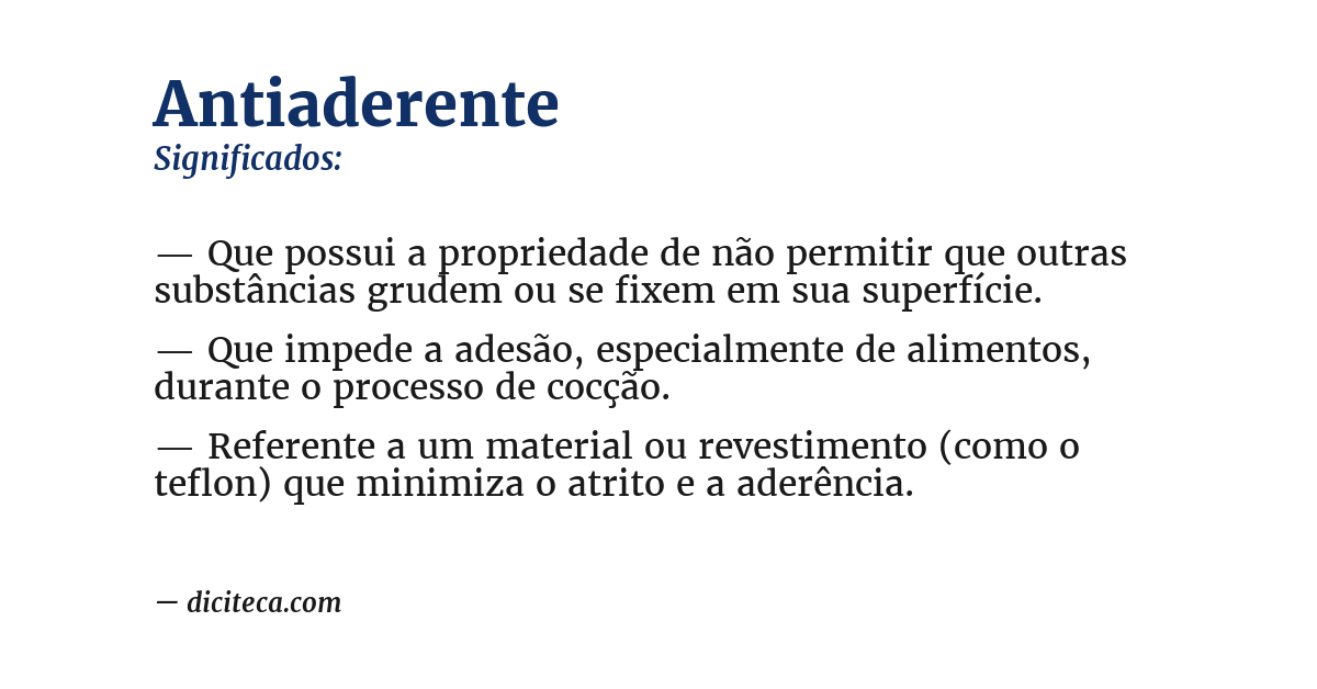 Significado de antiaderente