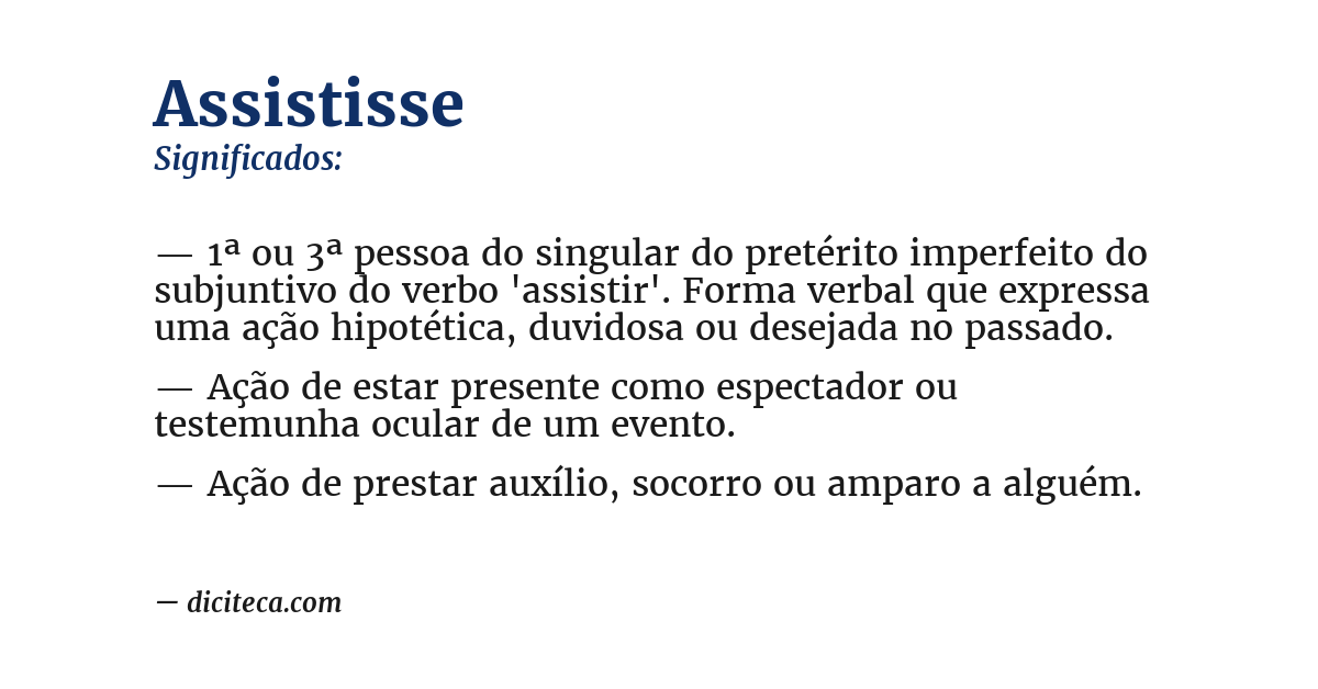 Significado de assistisse