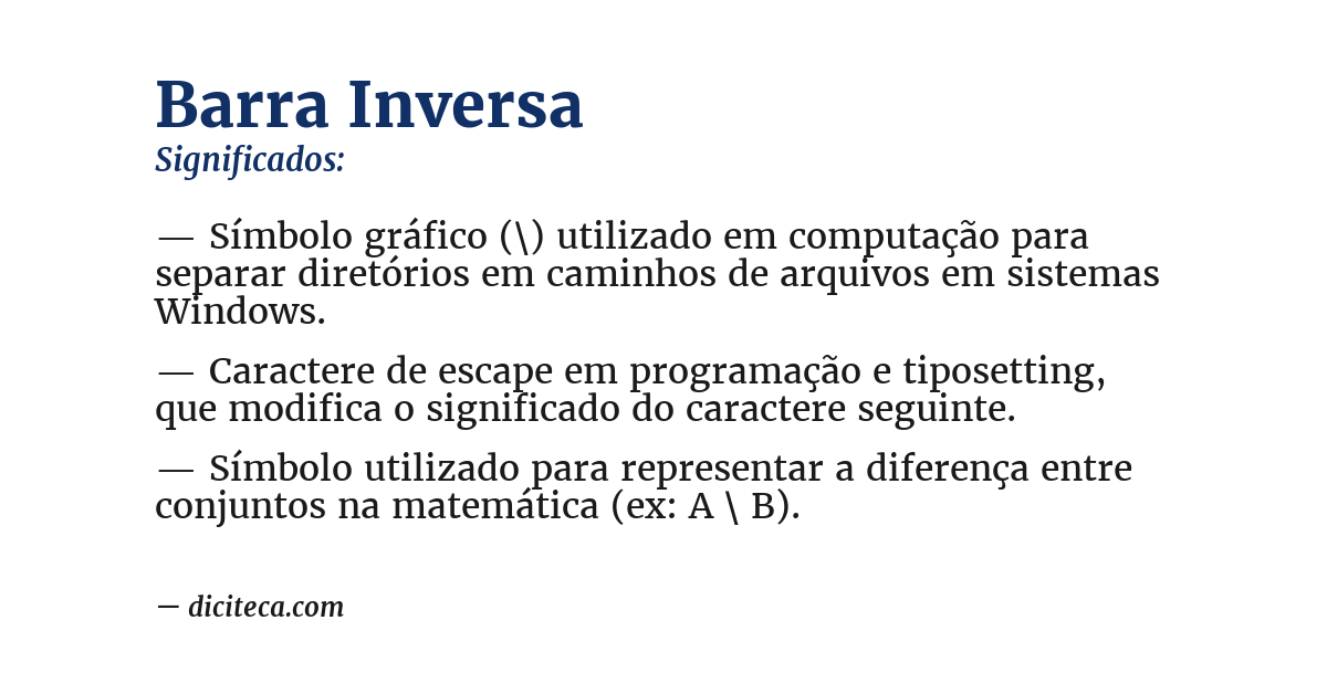 Significado de barra inversa