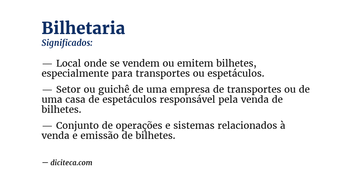 Significado de bilhetaria