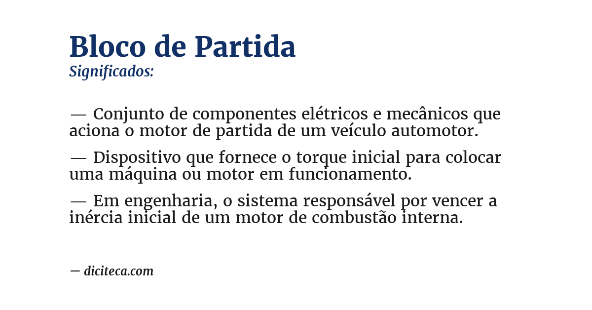 Significado de bloco de partida