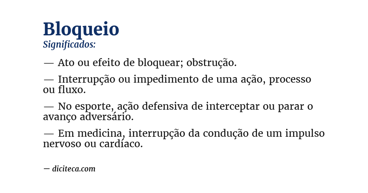 Significado de bloqueio