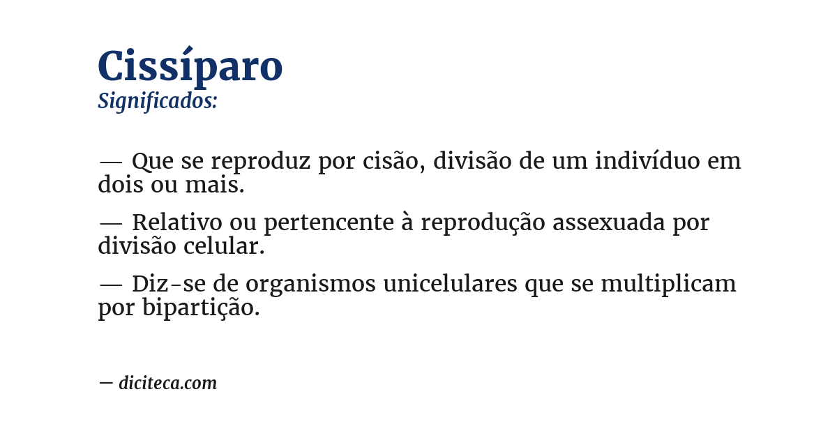 Significado de cissíparo