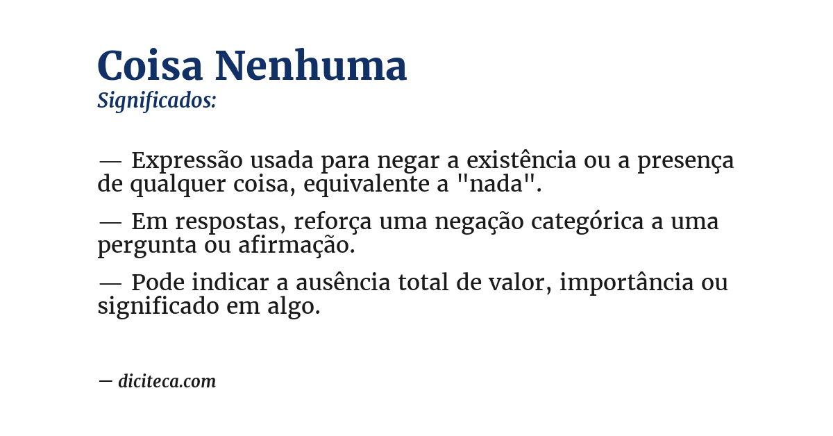 Significado de coisa nenhuma