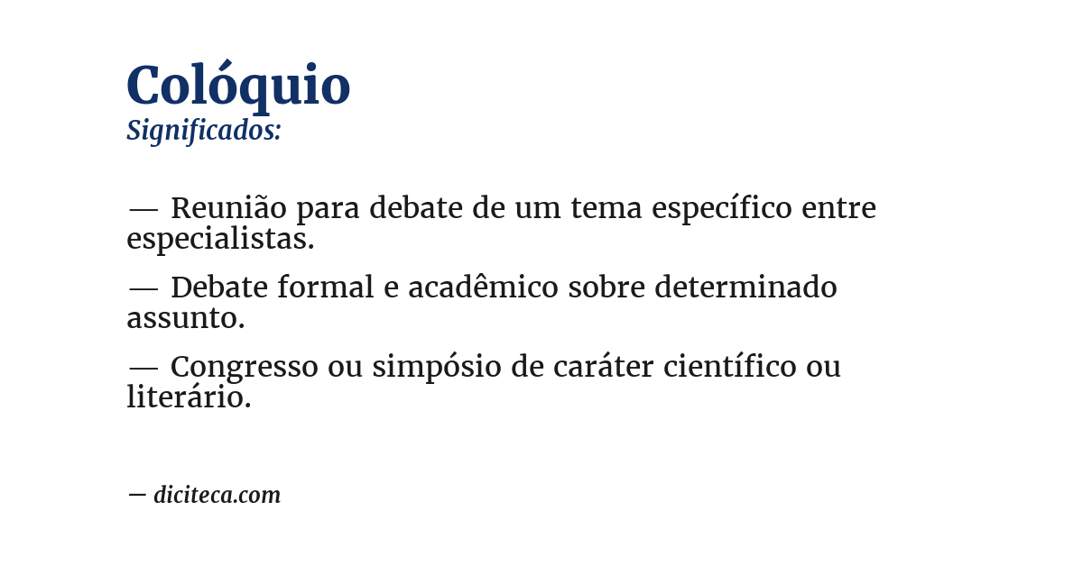 Significado de colóquio