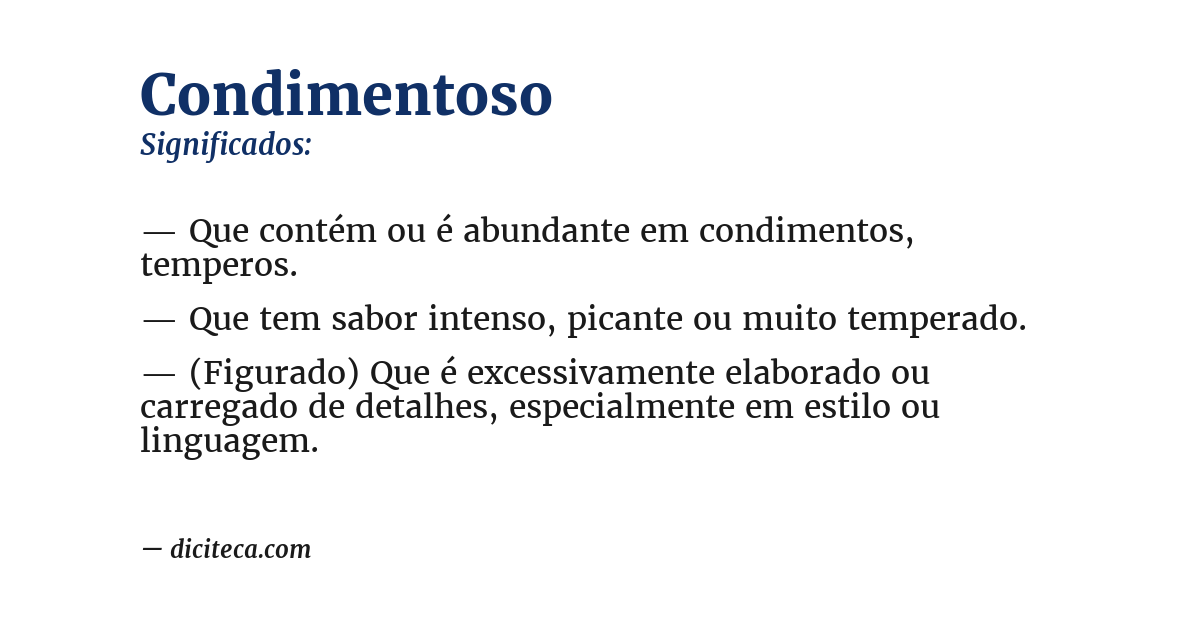 Significado de condimentoso