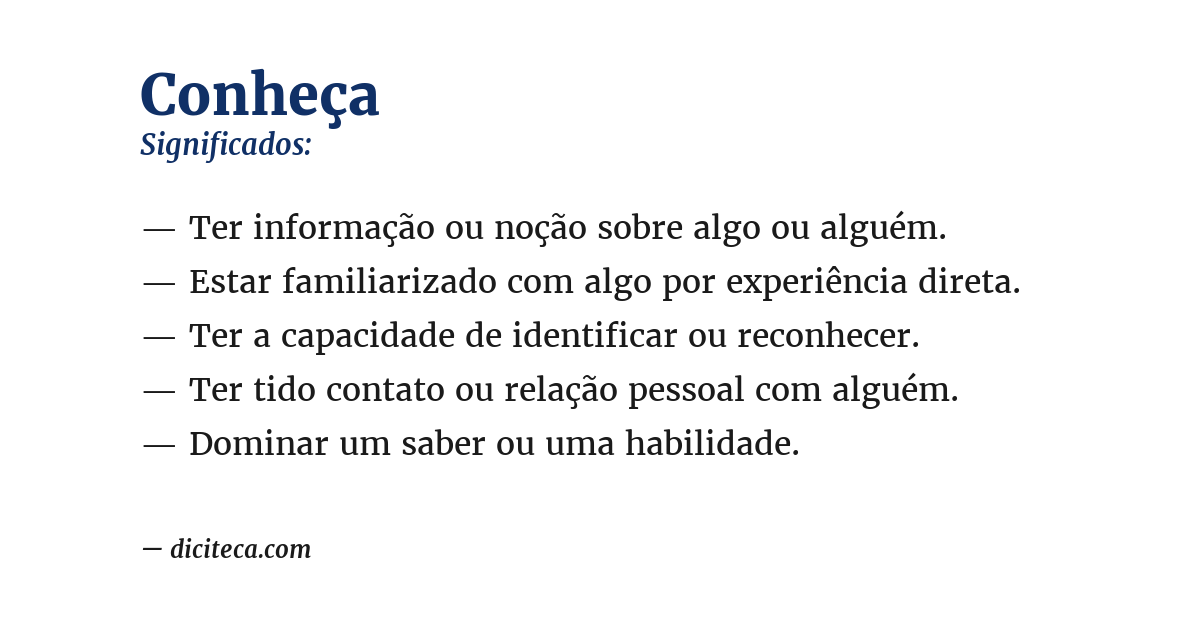 Significado de conheça
