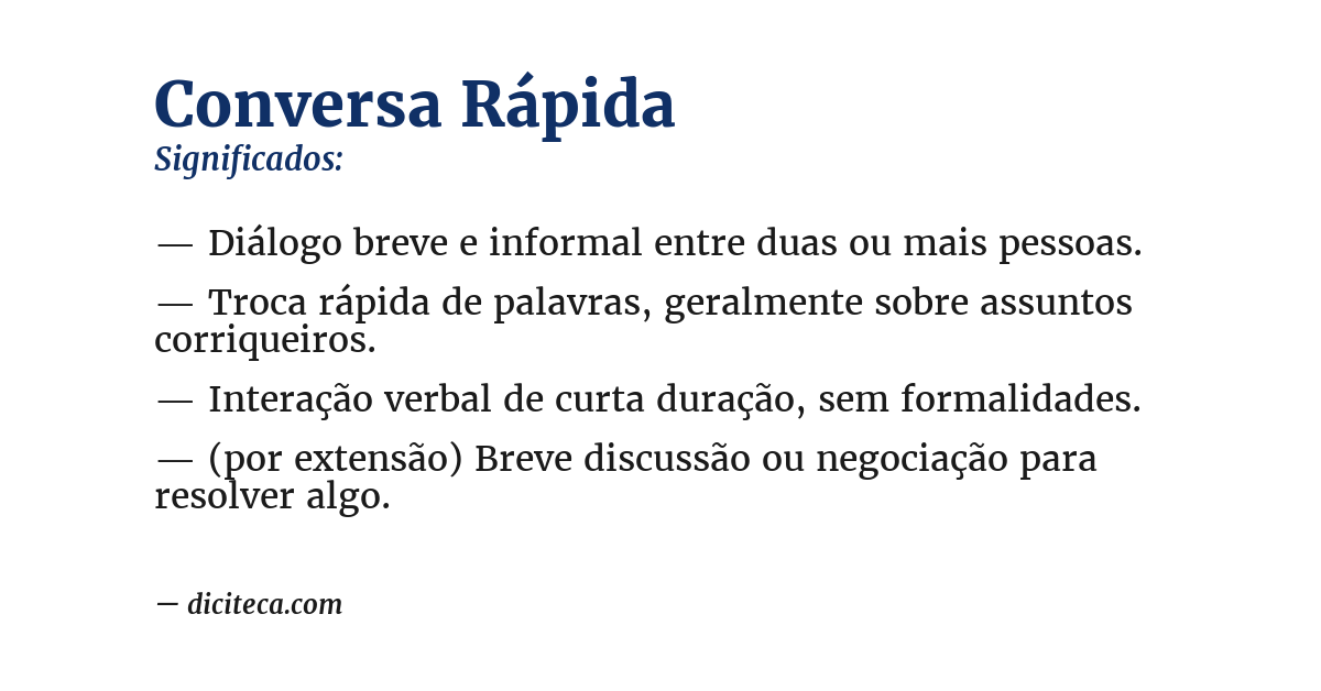 Significado de conversa rápida