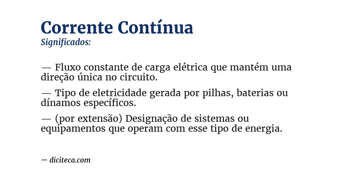 Significado de corrente contínua