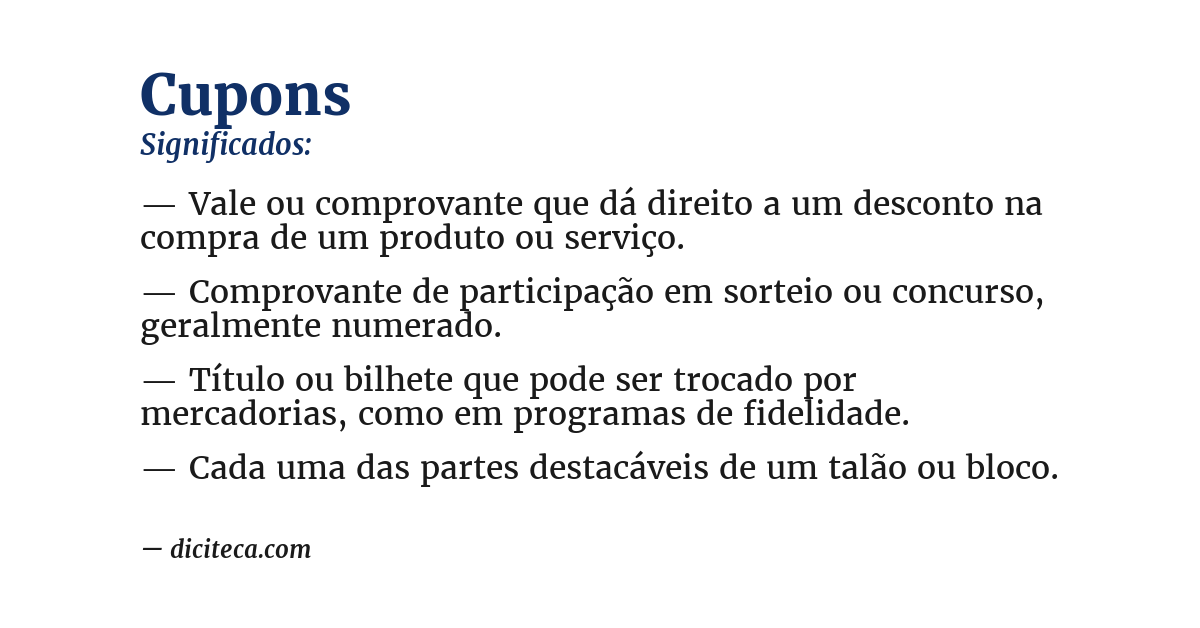 Significado de cupons